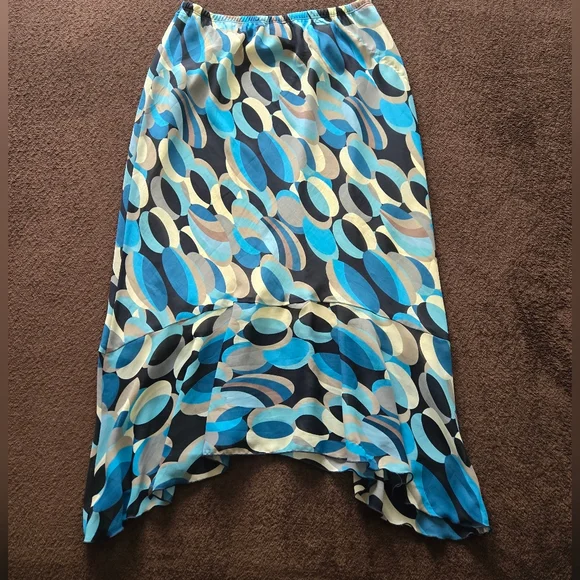 Ashley Stewart Blue and Cream High Low Skirt - Picture 2 of 2